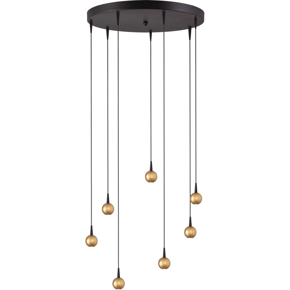 7-light pendant lamp Talana black with gold Ø 50cm DTW