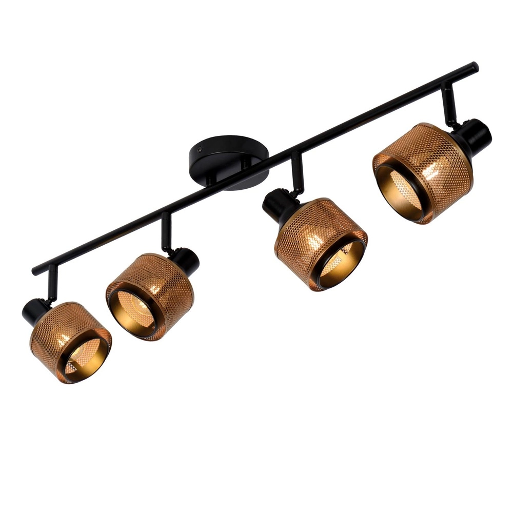 Ceiling lamp Rafa 4-light black with copper Lucide 5411212771308