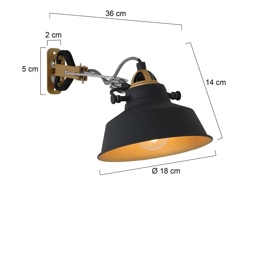 Wall lamp Mexlite black with gold Steinhauer 8712746114720