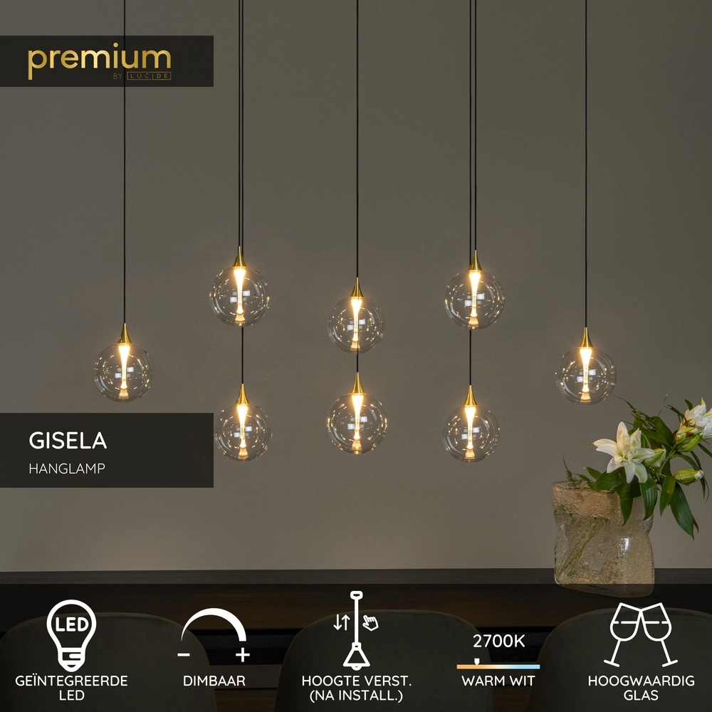 Design LED pendant light Gisela clear - 8x Ø 16cm Premium by Lucide 5411212134820