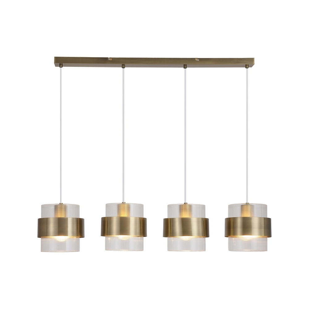 Pendant lamp Royal 4-light antique brass