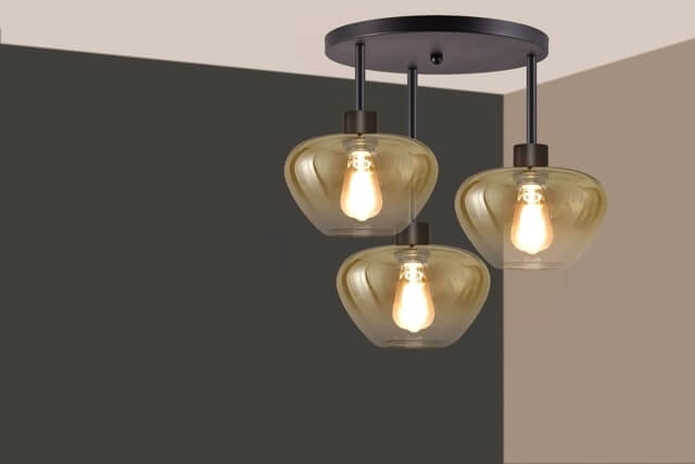 3-light ceiling lamp Genua black with gold glass Ø 24cm Masterlight 8718121357225