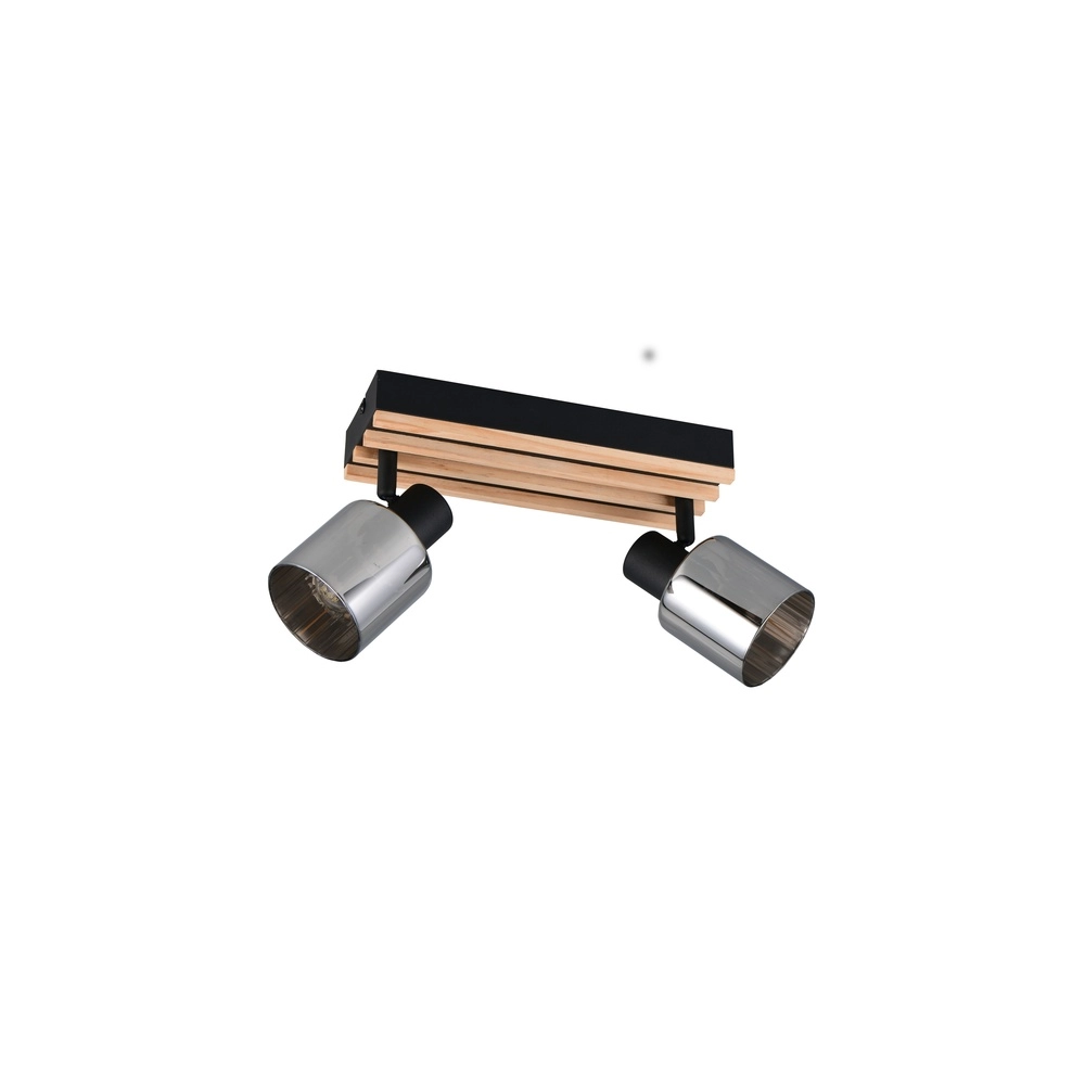 Ceiling lamp 2-lights Travia black with wood Trio 4017807682595
