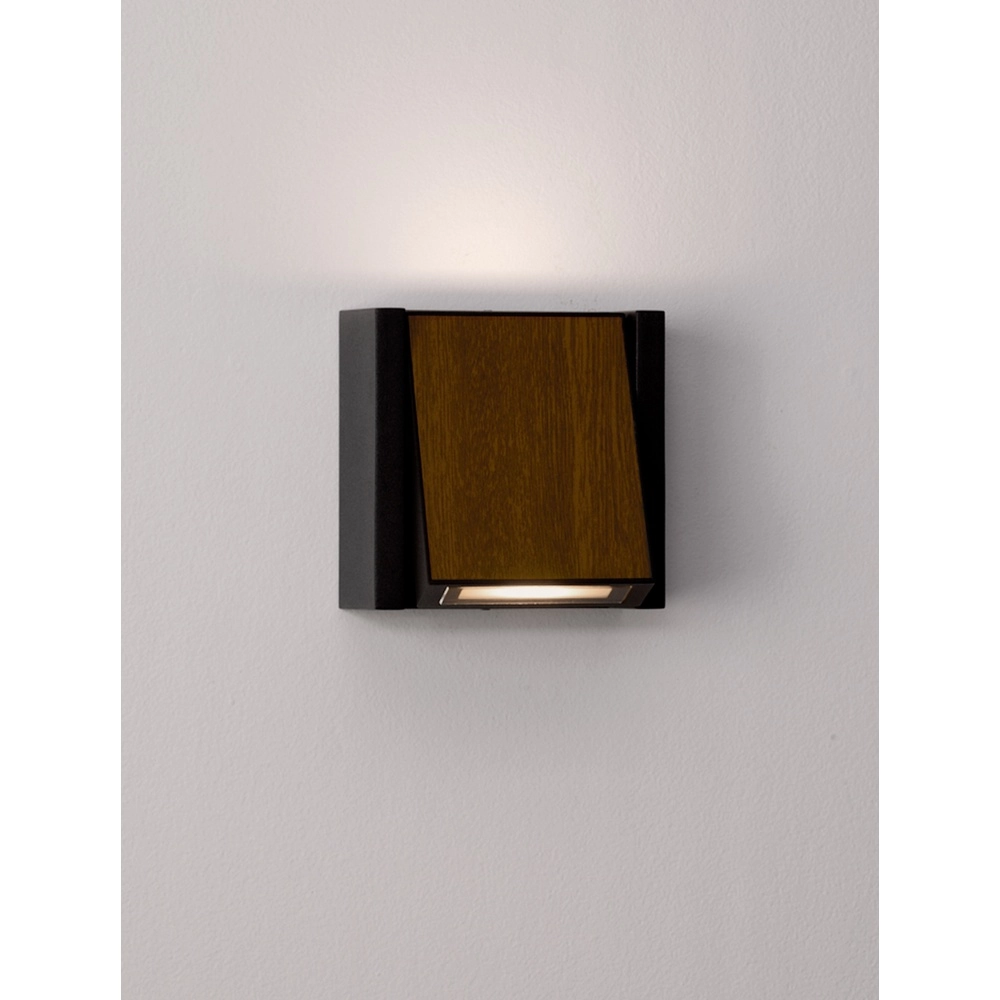 Wall lamp Kioo black with wood Lyora 5212017478795