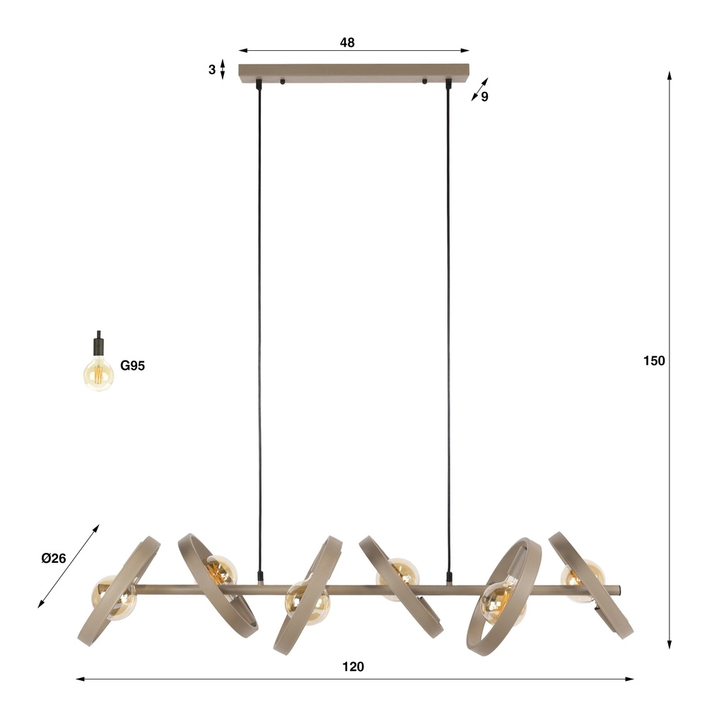 Rings pendant light dining table Hover sand - Ø 26cm Lyora 8716803513358