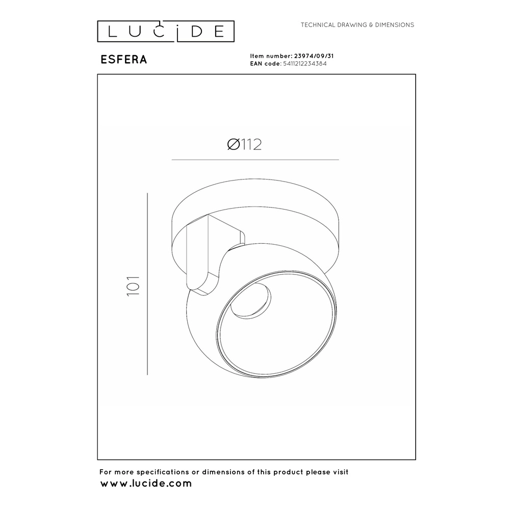 Design wall lamp Esfera white Premium by Lucide 5411212234384