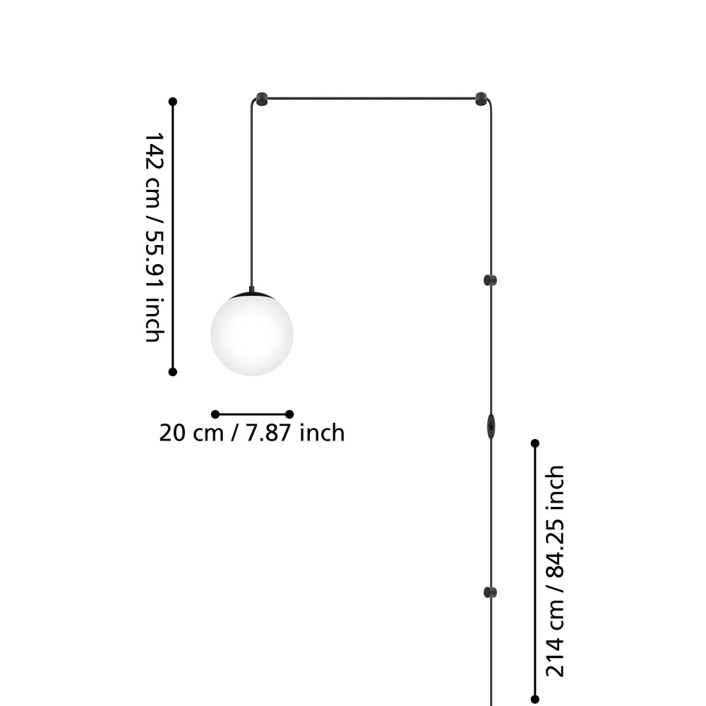 Flexible pendulum Rondo 3 White Globe With Connector Eglo 9008606282791