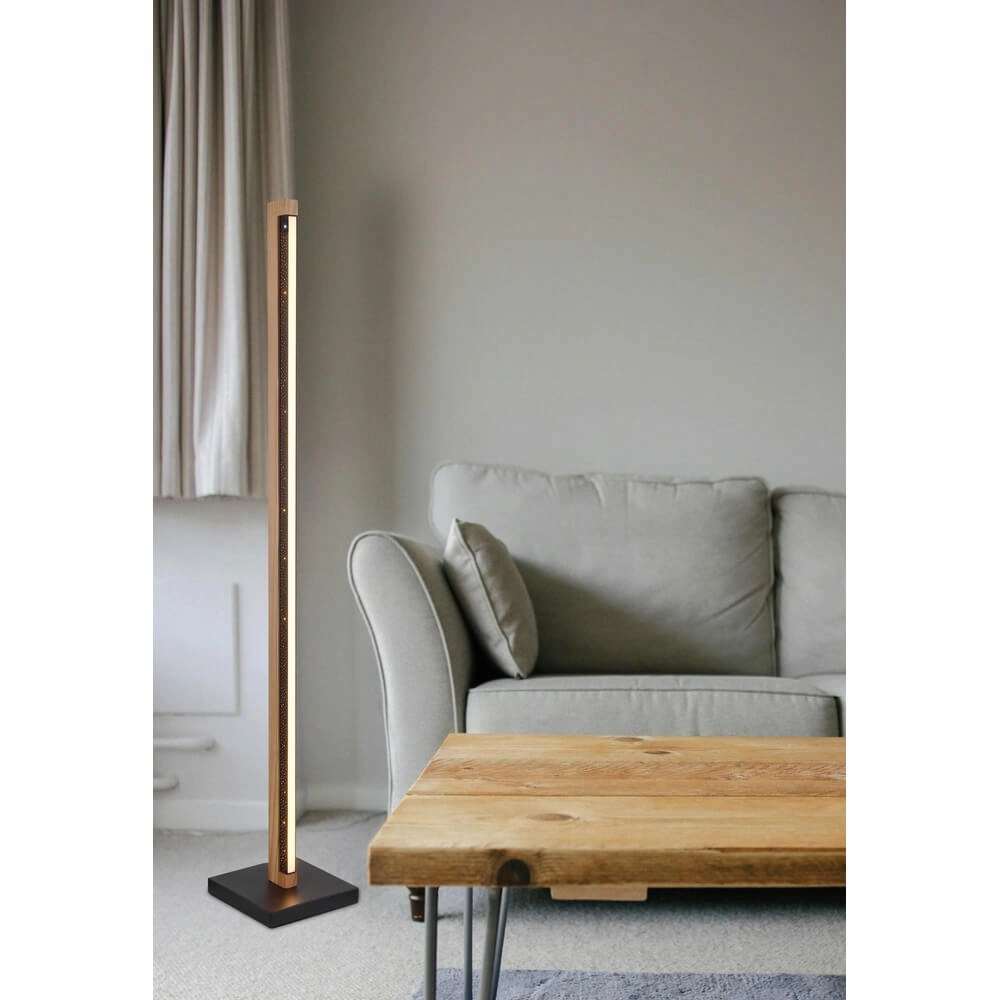 Design floor lamp Starla black with wood 113cm Globo 9007371447305