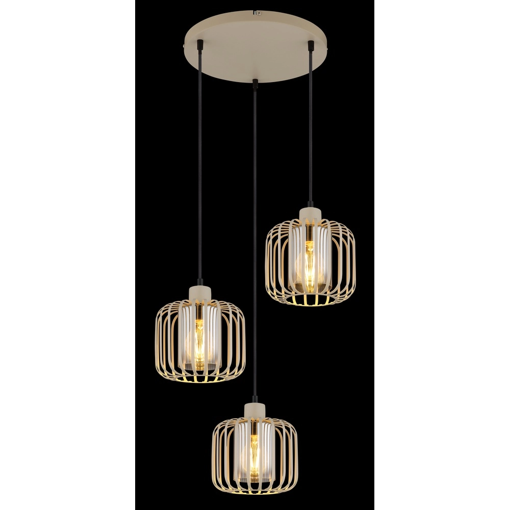 3-light pendant lamp Alfred round sand brown Globo 9007371531615