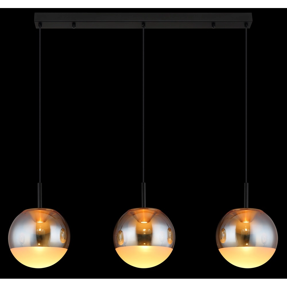 Design pendant lamp Severin 3-light black with amber glass Globo 9007371549931