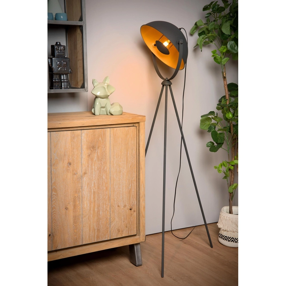 Industrial floor lamp Alvaro Black Lucide 5411212051202