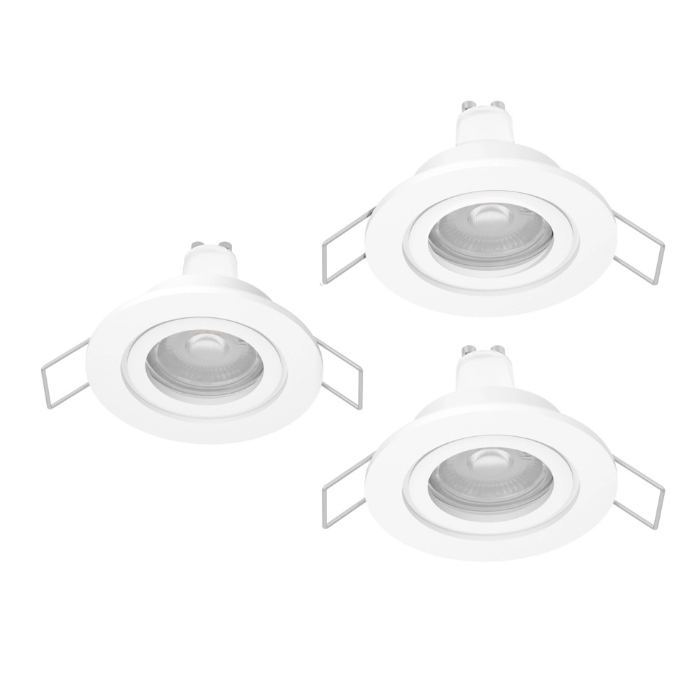 Set of 3 recessed spotlights Barranco white Ø 8,4cm IP44 - 3000K
