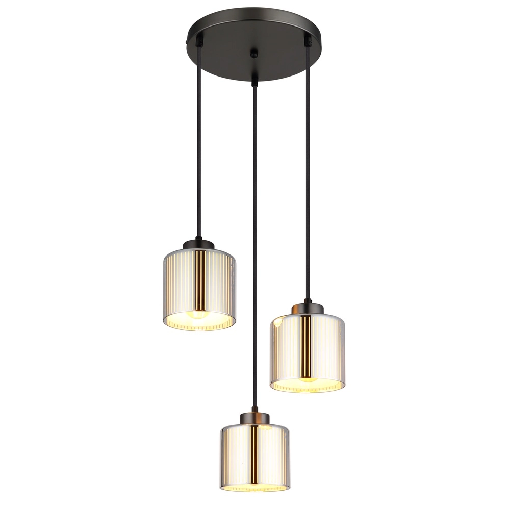 Design pendant lamp Felicia gunmetal 3-lights