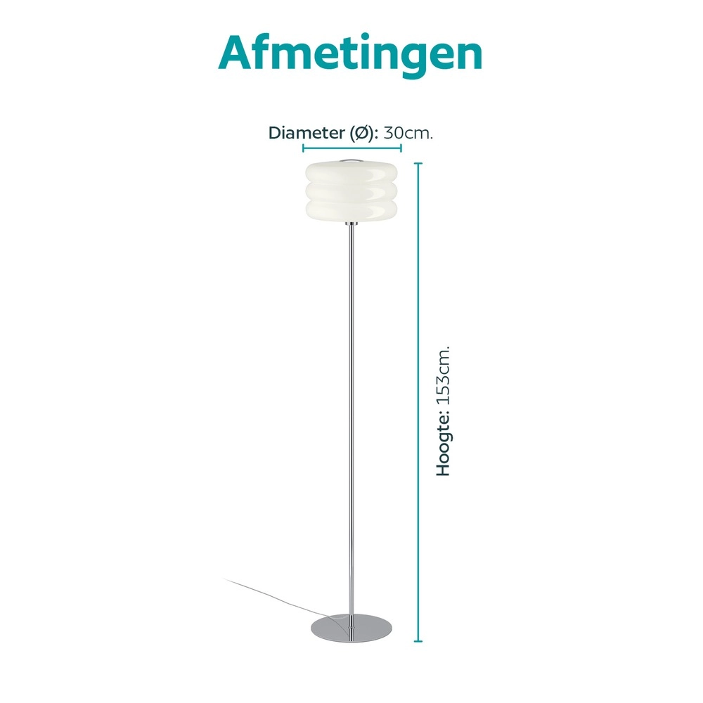 Design floor lamp Tortora chrome with white Ø 30cm