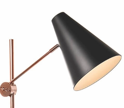 Sleek desk lamp Obscur black with red copper Artdelight 8719831732746