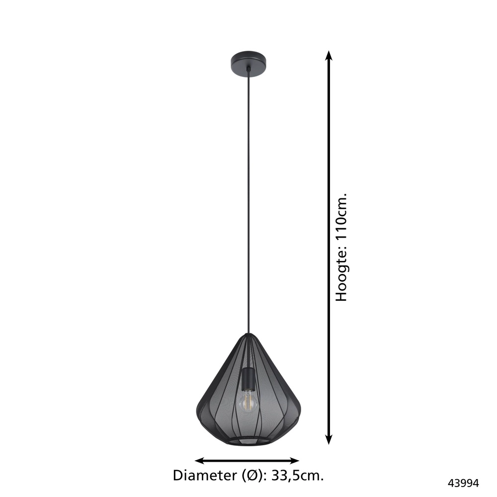 Pendant lamp Ø 33cm Dolwen Black - Japandi Eglo 9002759439941
