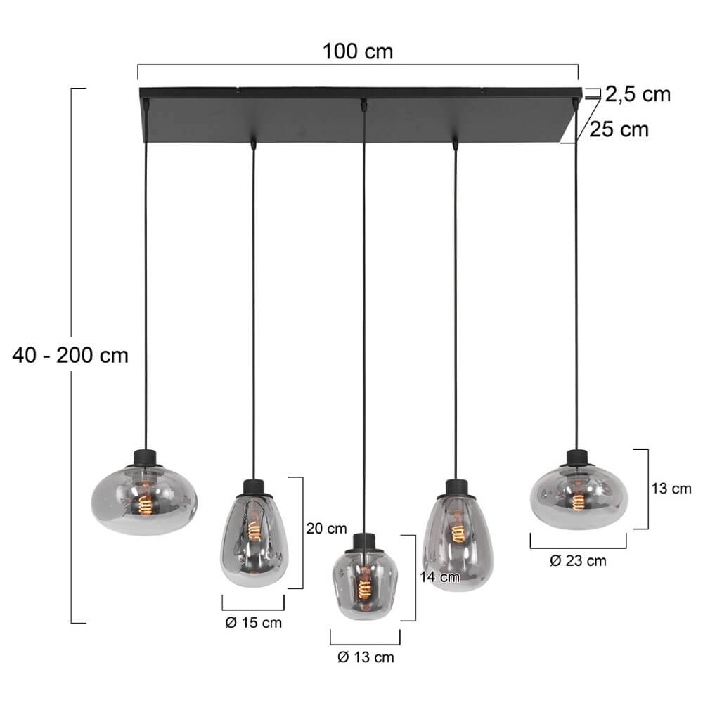 Smoke glass hanging lamp Reflexion Steinhauer 8712746135589