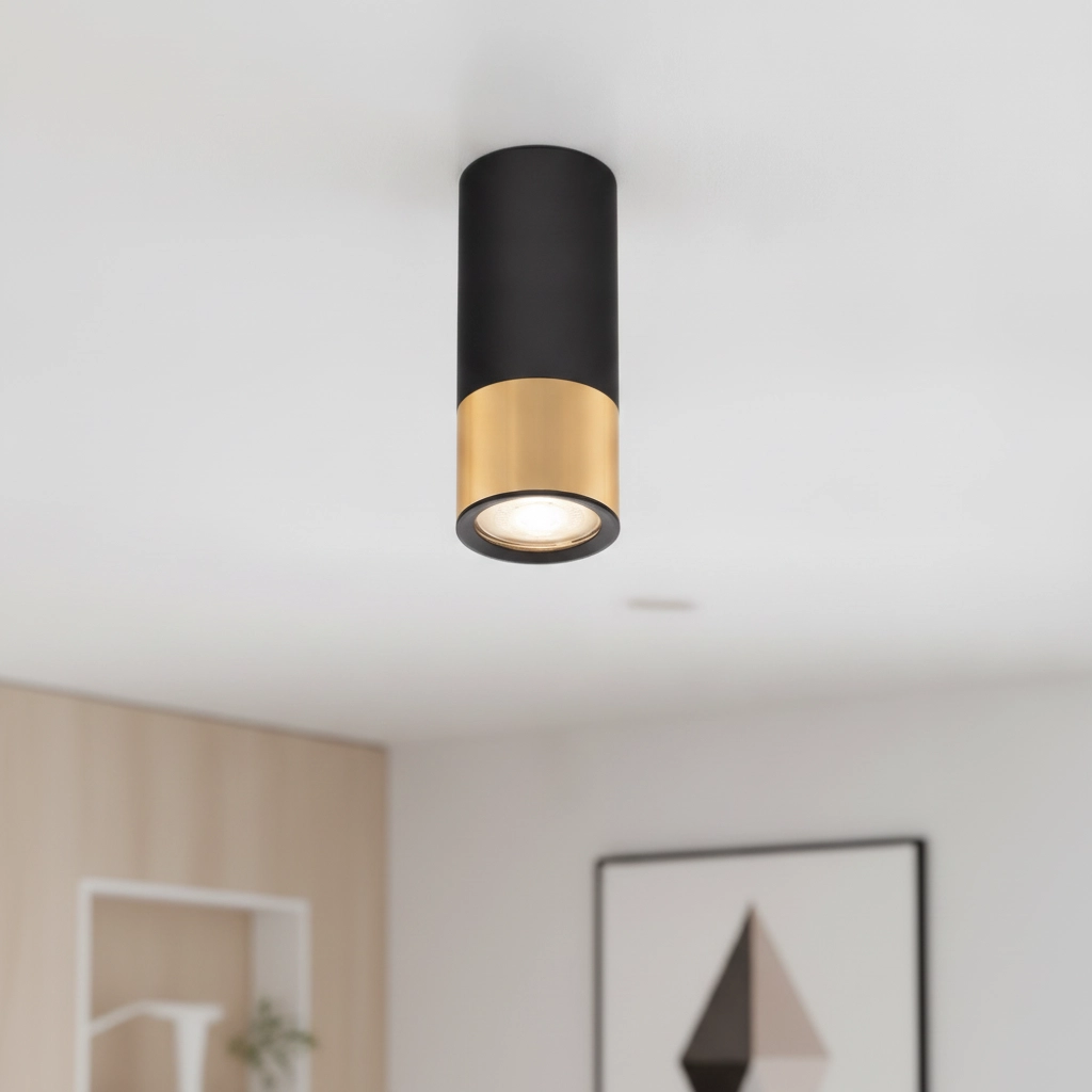 Ceiling spotlight Picto 15cm black with gold