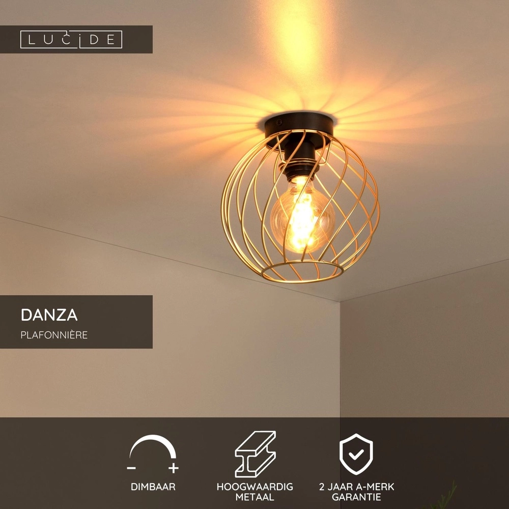 Ceiling lamp Danza gold Ø 25cm Lucide 5411212211460