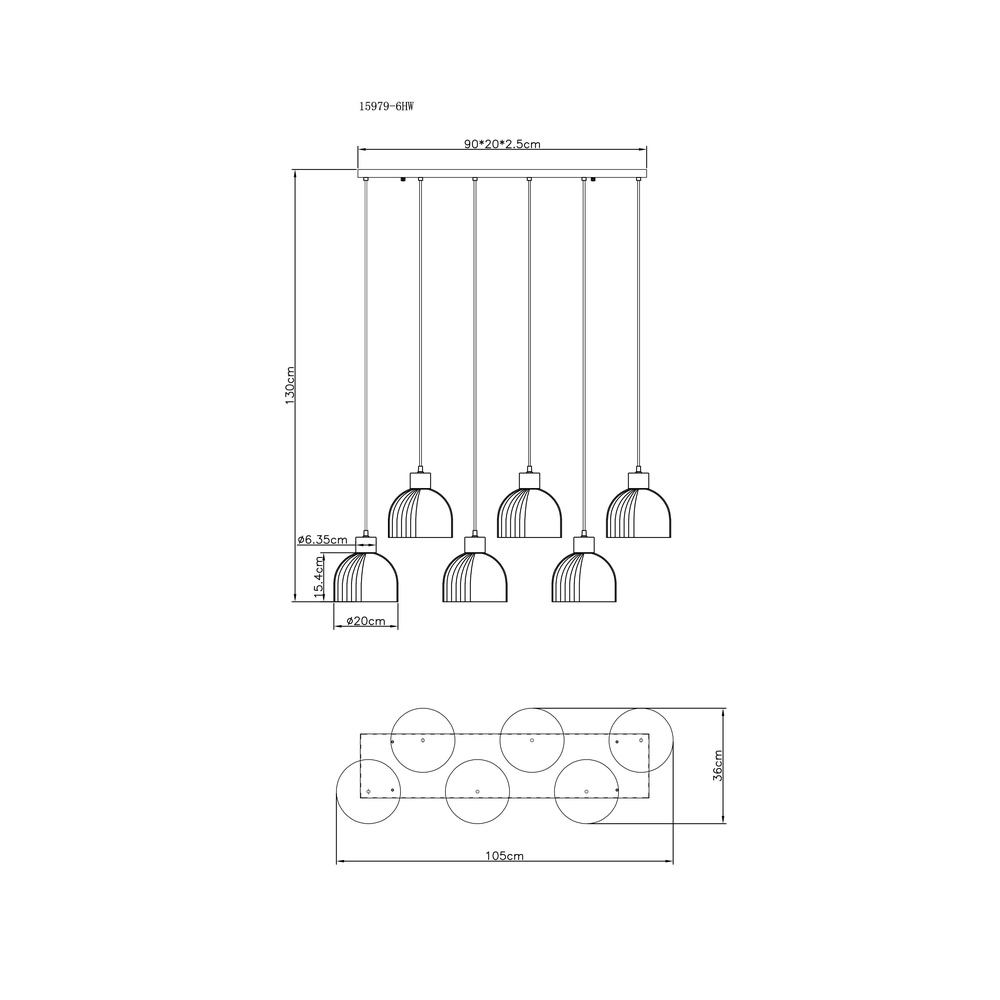 6-light pendant lamp Swanson white Globo 9007371584000