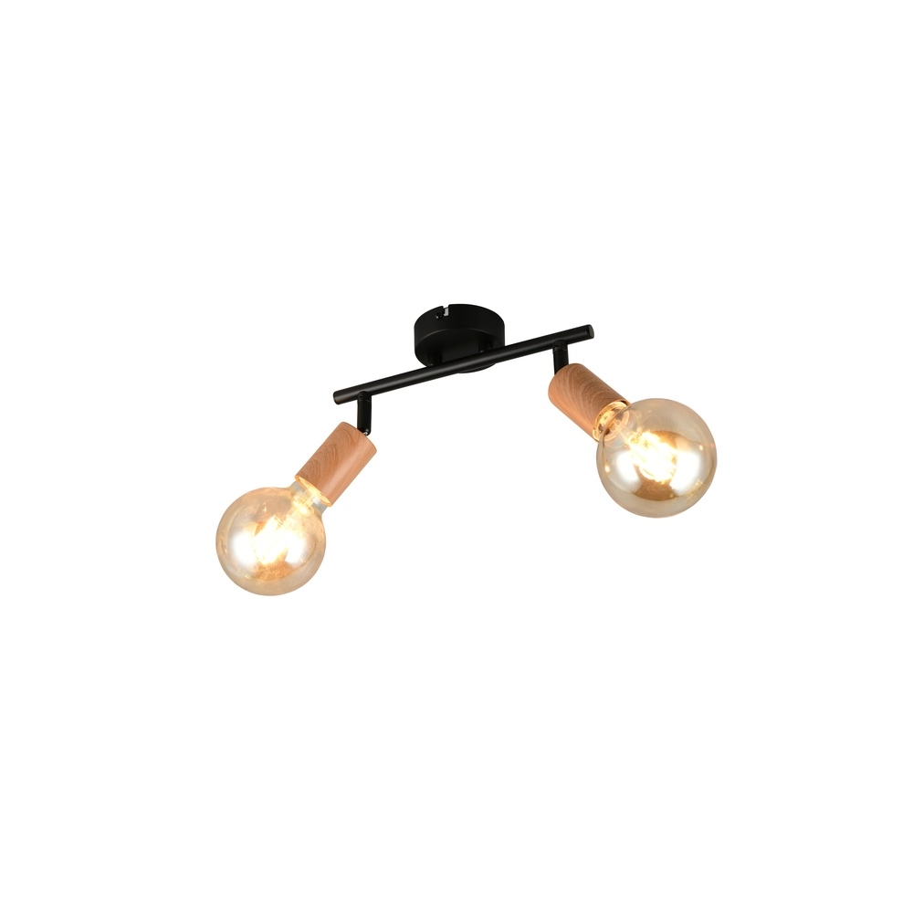 Ceiling lamp Lamego Double black with wood Trio 4017807670875
