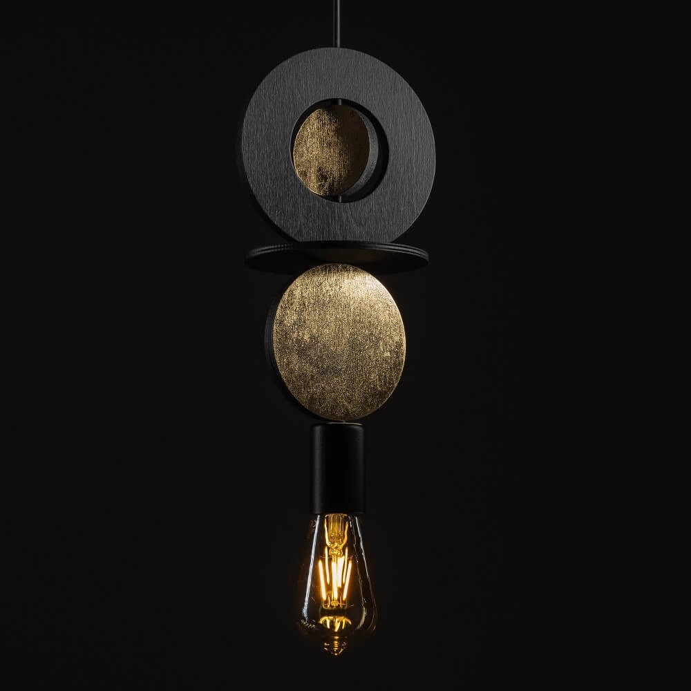Design pendant lamp Drops Wood E 1-light black Lyora 5903139111775