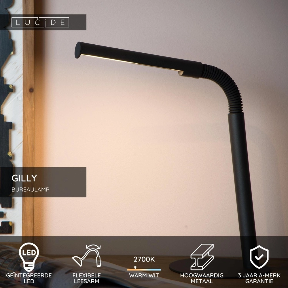 Desk lamp Gilly Black Lucide 5411212361080
