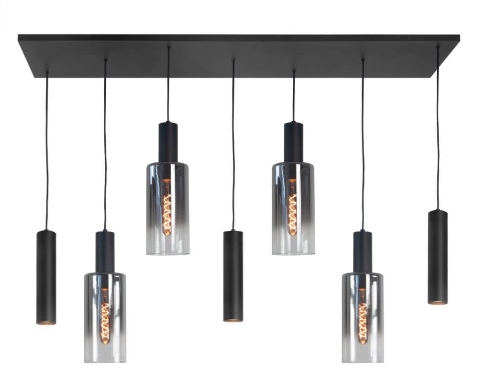 Hanging lamp Perugia black - 4x E27 - 3x GU10