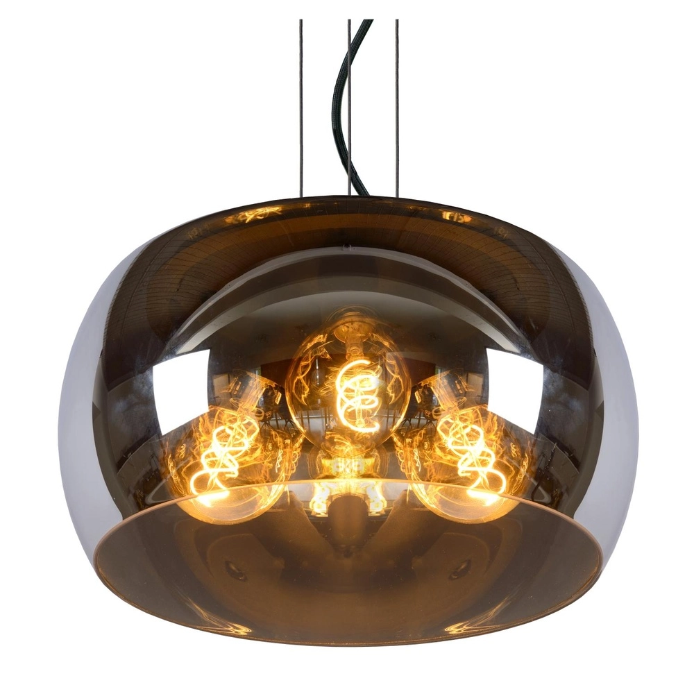 Design pendant lamp Olivia Ø 40cm black with smoke glass Lucide 5411212452092