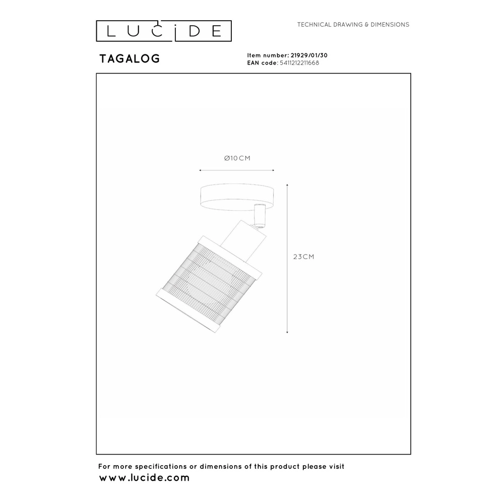 Ceiling lamp Tagalog Ø 10cm black Lucide 5411212211668