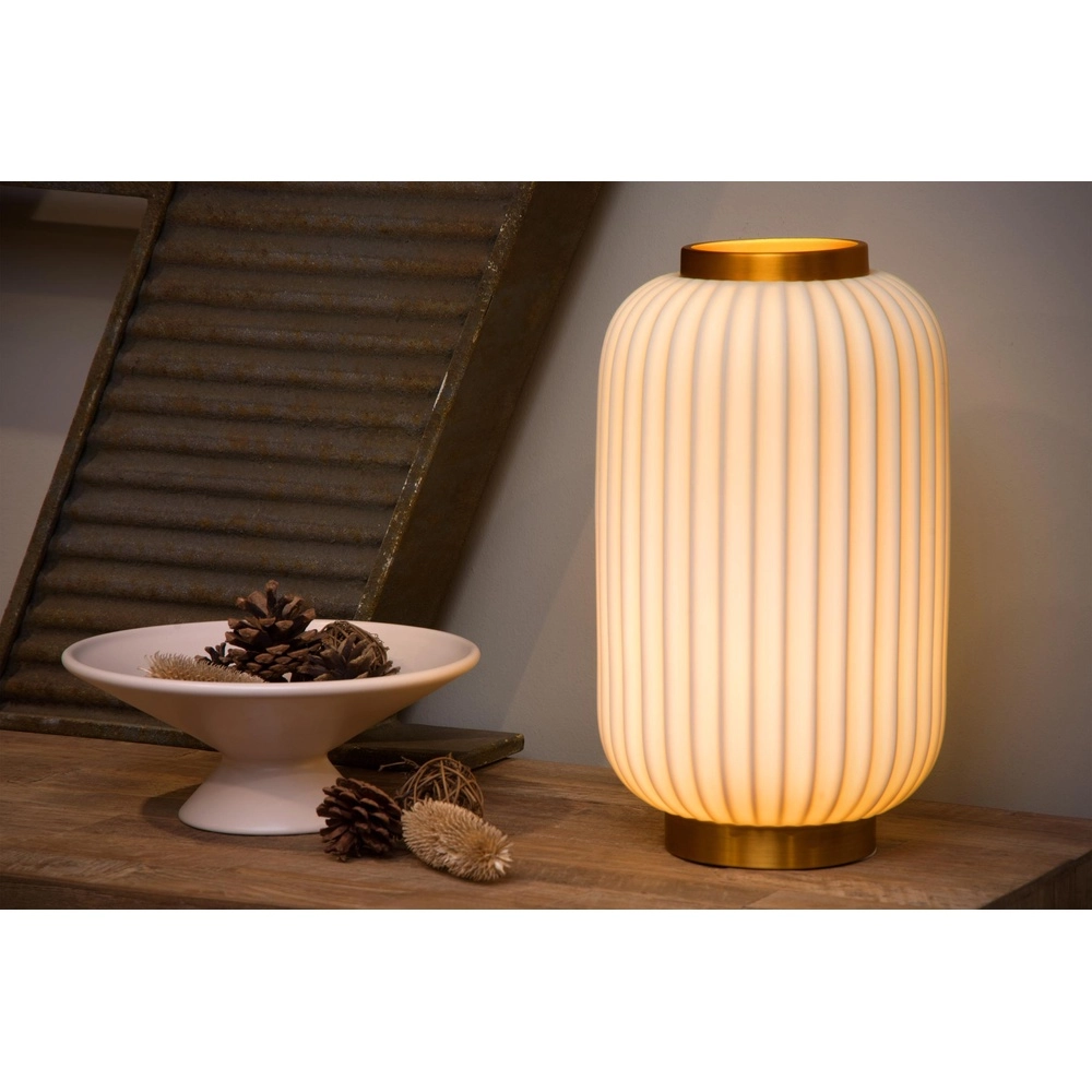 Design table lamp Gosse Gold with white Lucide 5411212134165
