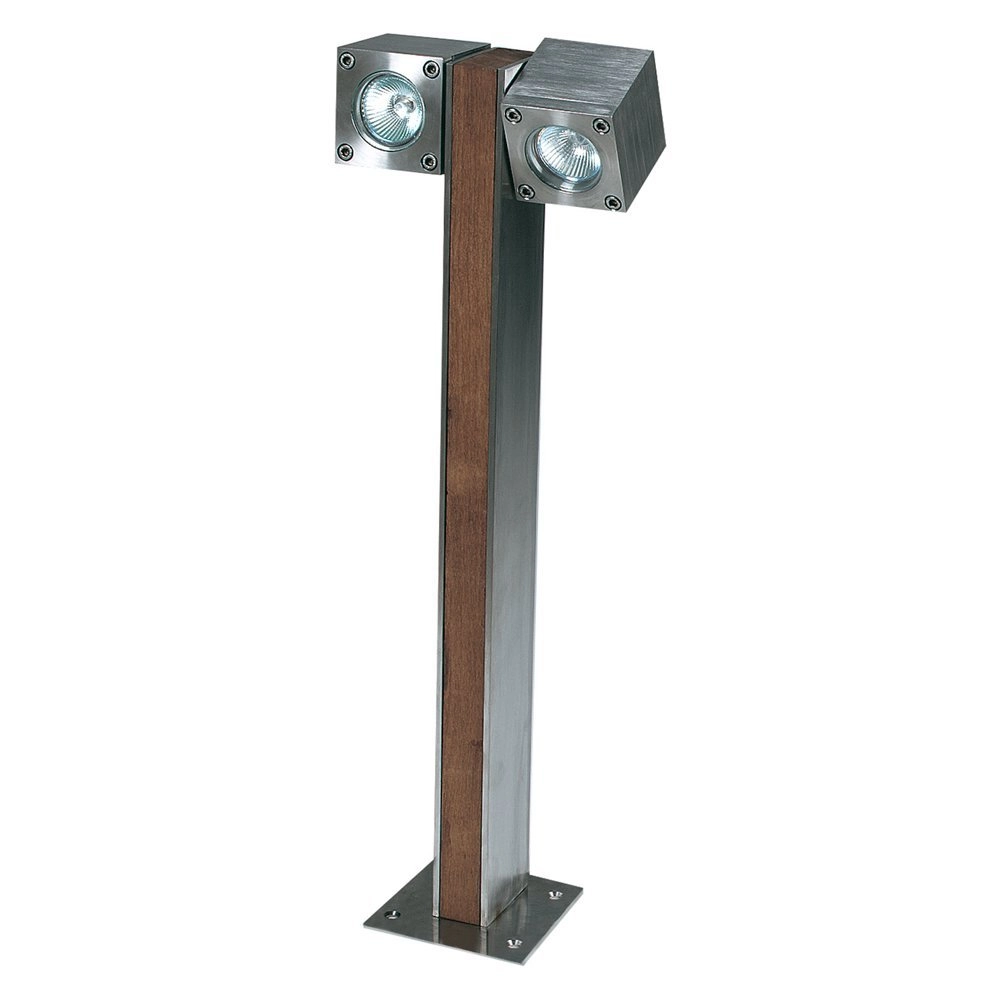 Garden spotlight Q-Bic Teak 2 60cm wood-stainless steel