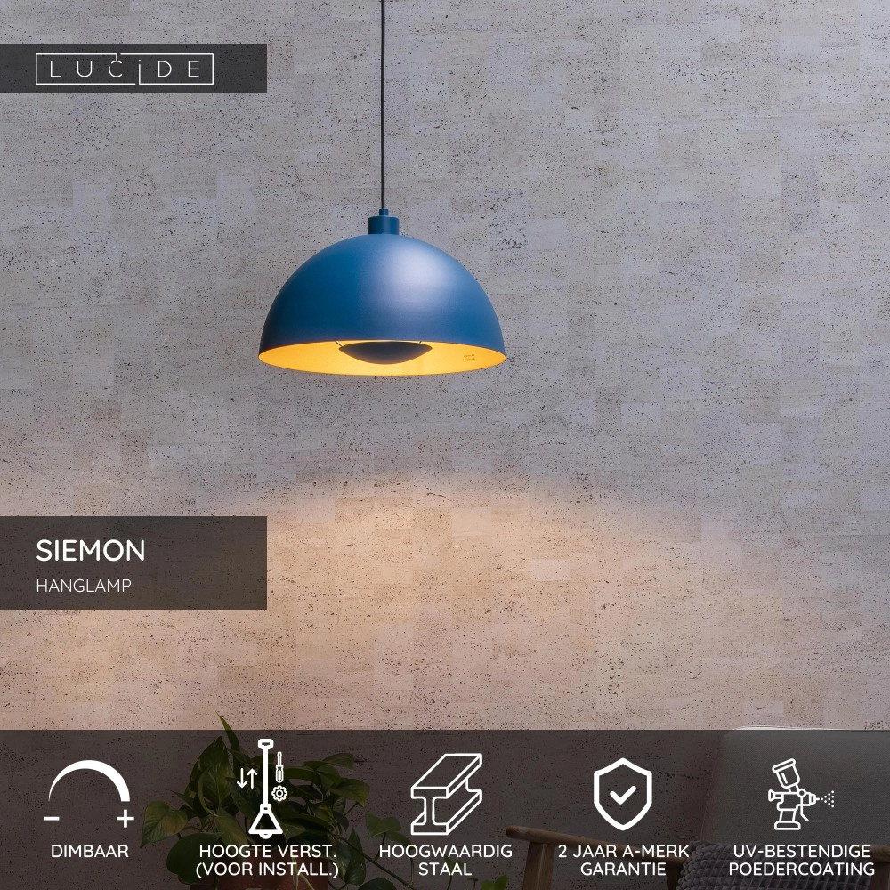 Design pendant lamp Siemon blue Lucide 5411212451767