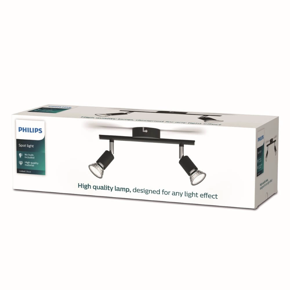 Black ceiling spotlight Limbali 2x GU10 Philips 8719514465237