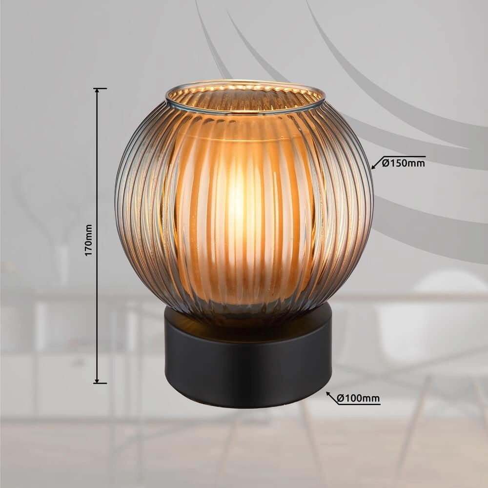 Table lamp Zumba smoke glass Ø 15cm Globo 9007371447015