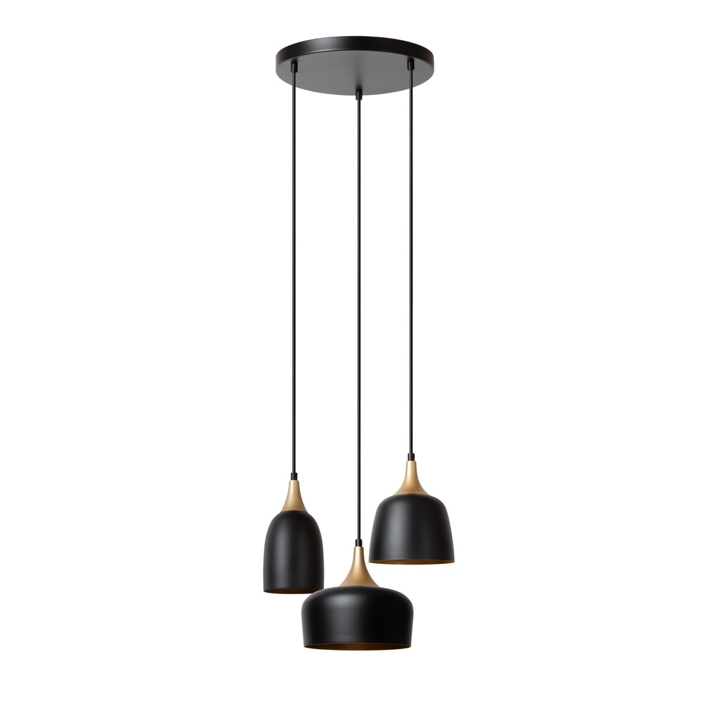 3-light pendant lamp Chayanne Design black with gold