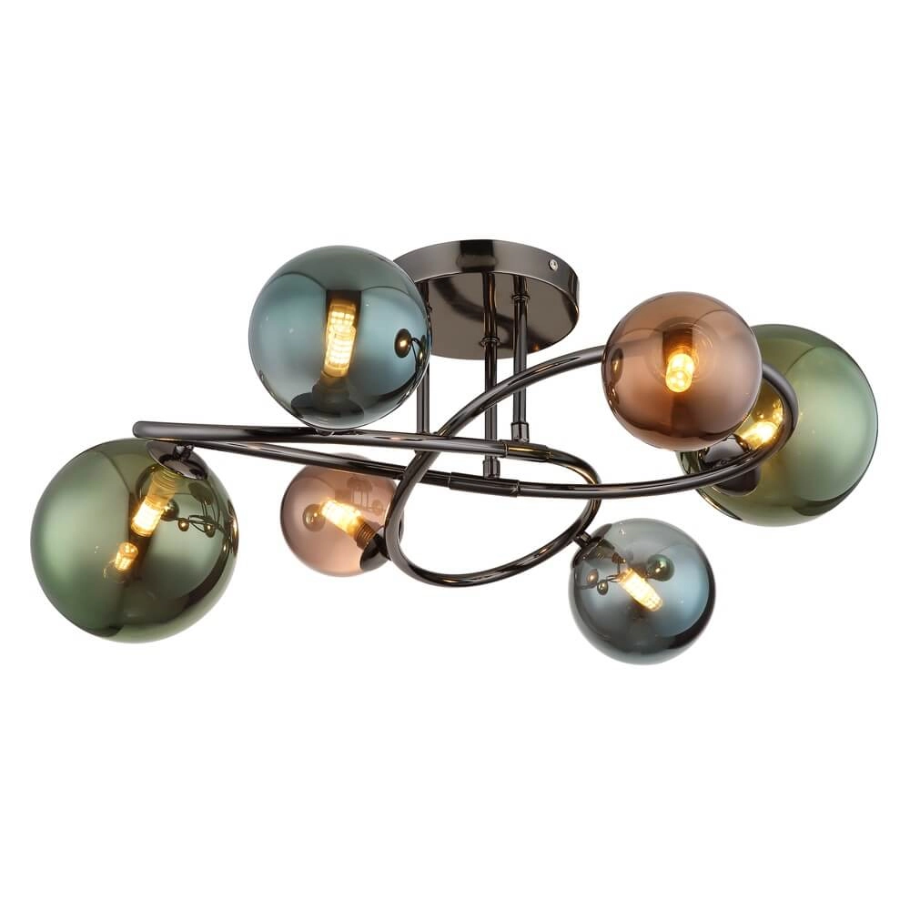 Black ceiling lamp Riha Coloured glass 6-lights