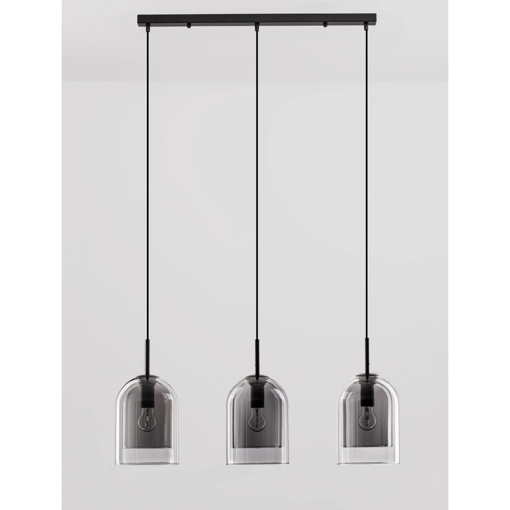 Pendant lamp Velor 3-light black straight Lyora 5212017431196