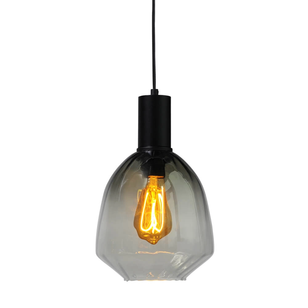 Hanging lamp black Porto with Nicolette green glass - Ø 20cm