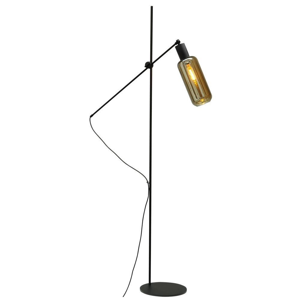 Floor lamp black Bounty adjustable with cylindrical glass