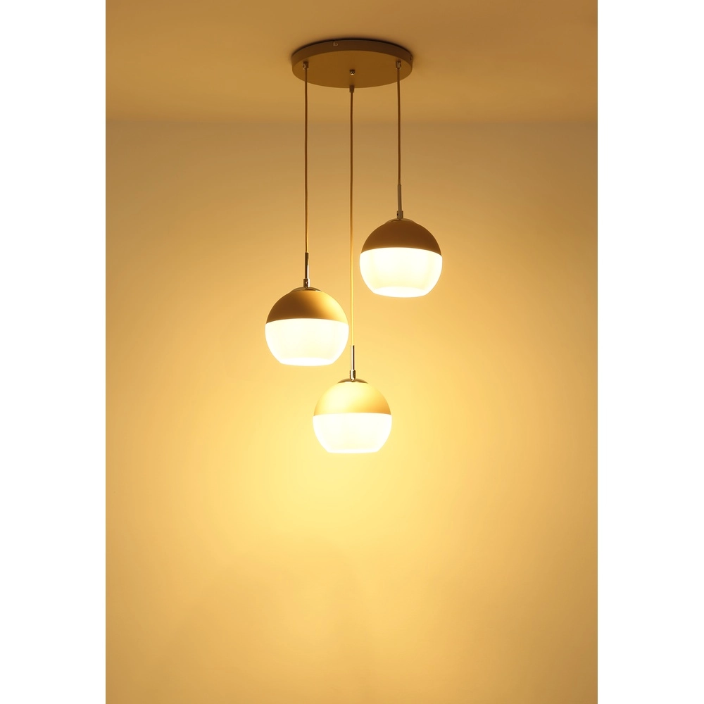3-light pendant lamp Ragusa round sand brown Globo 9007371575787