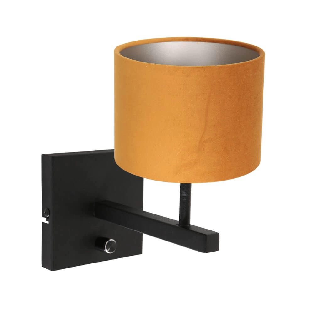 Black wall lamp Stanger with gold velvet