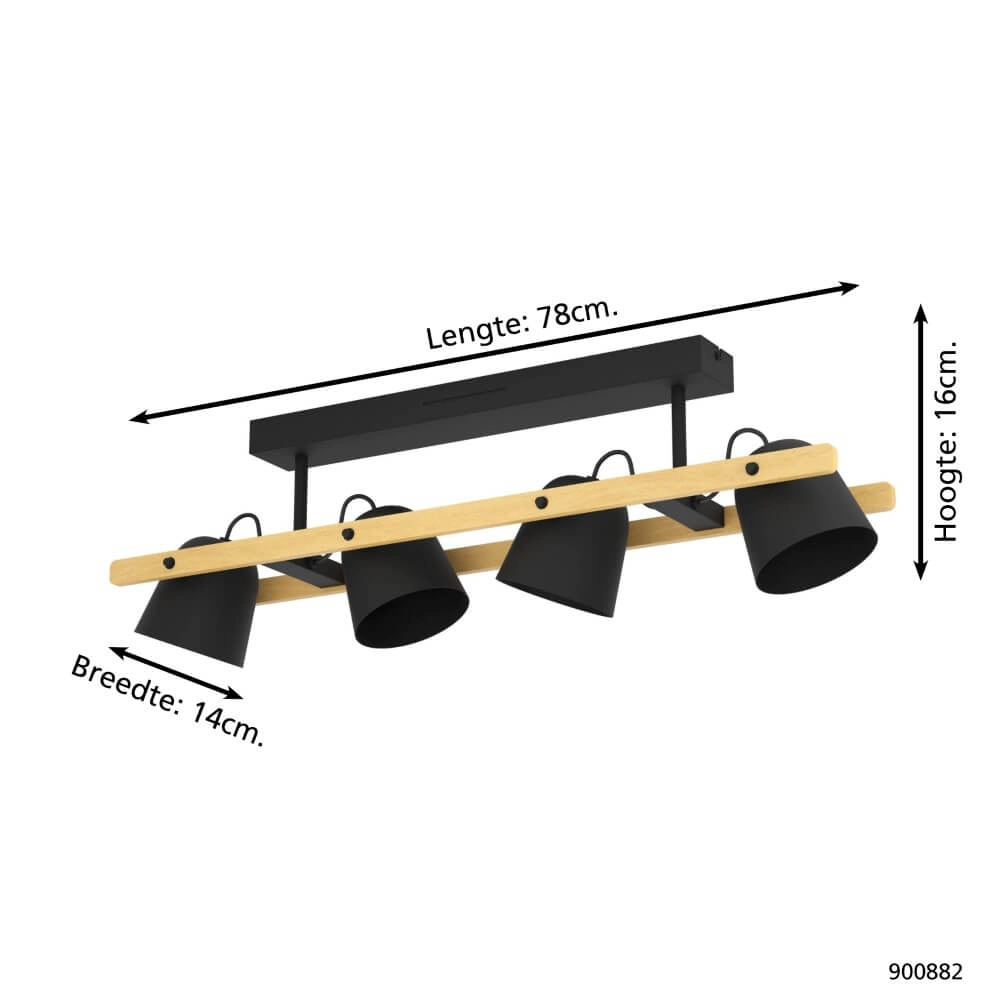 4-light ceiling lamp Hornwood-Z black Eglo 9008606274284