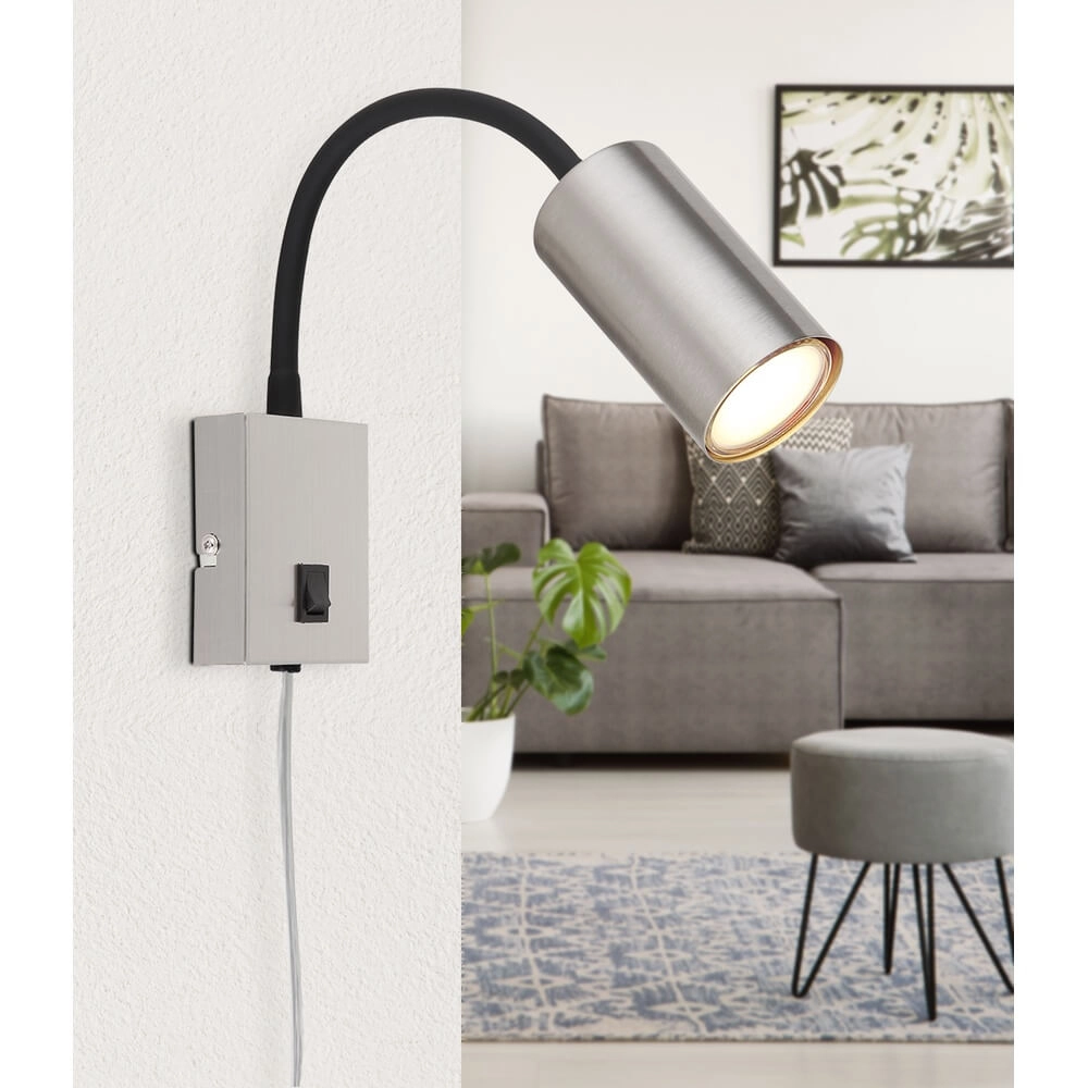 Black wall lamp Robby with nickel Globo 9007371439560