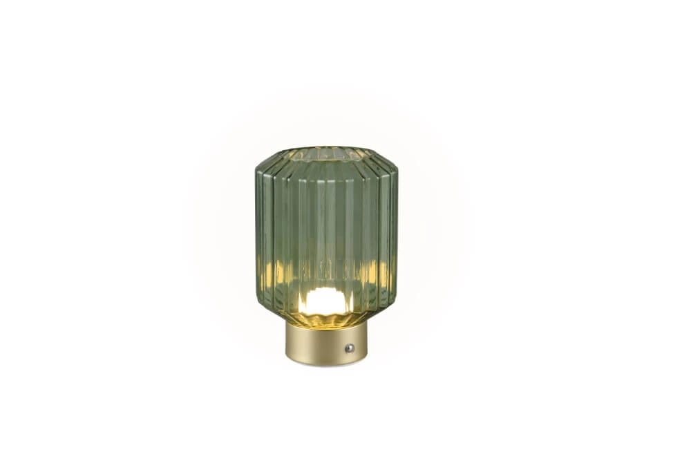 Rechargeable table lamp Lord with green glass