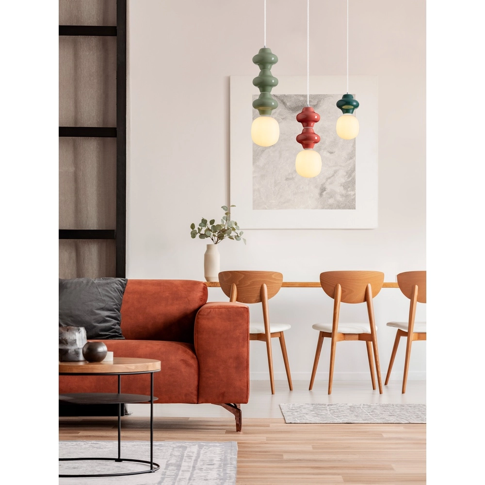 Pendant lamp Clio M red ceramic with white glass Lyora 5212017461230