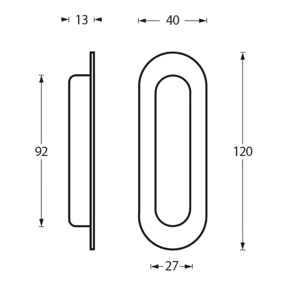Sliding door handle oval Alvro 12x4cm stainless steel blind Intersteel 8714186104644