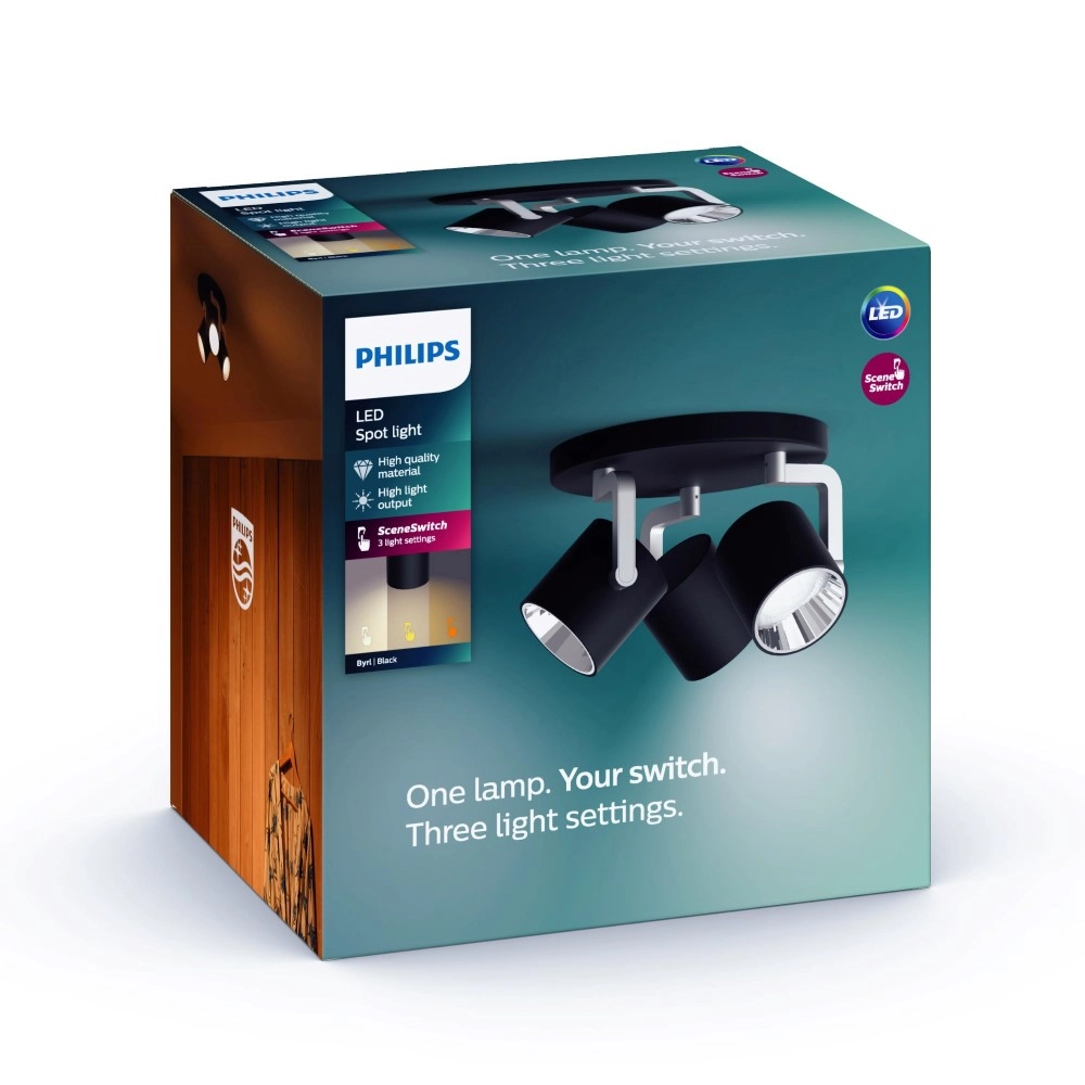 Spotlight Byrl 3-light black Philips 8718696170212