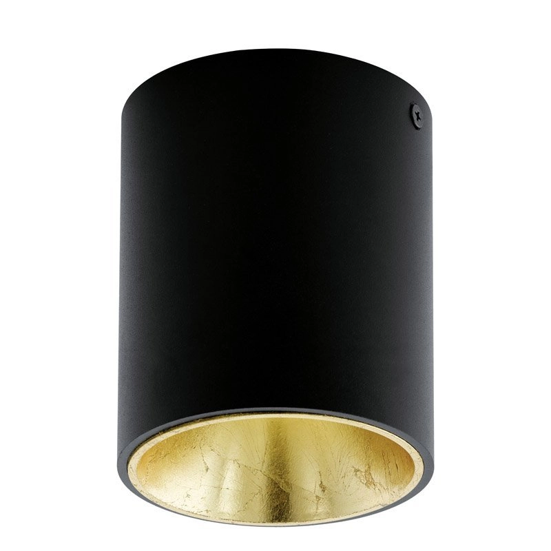 LED ceiling spot Polasso Round 10cm black with gold