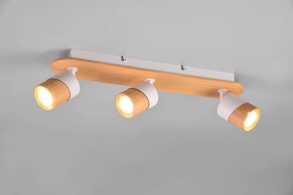 Ceiling lamp wood with white Aruni 3-light Trio 4017807565676